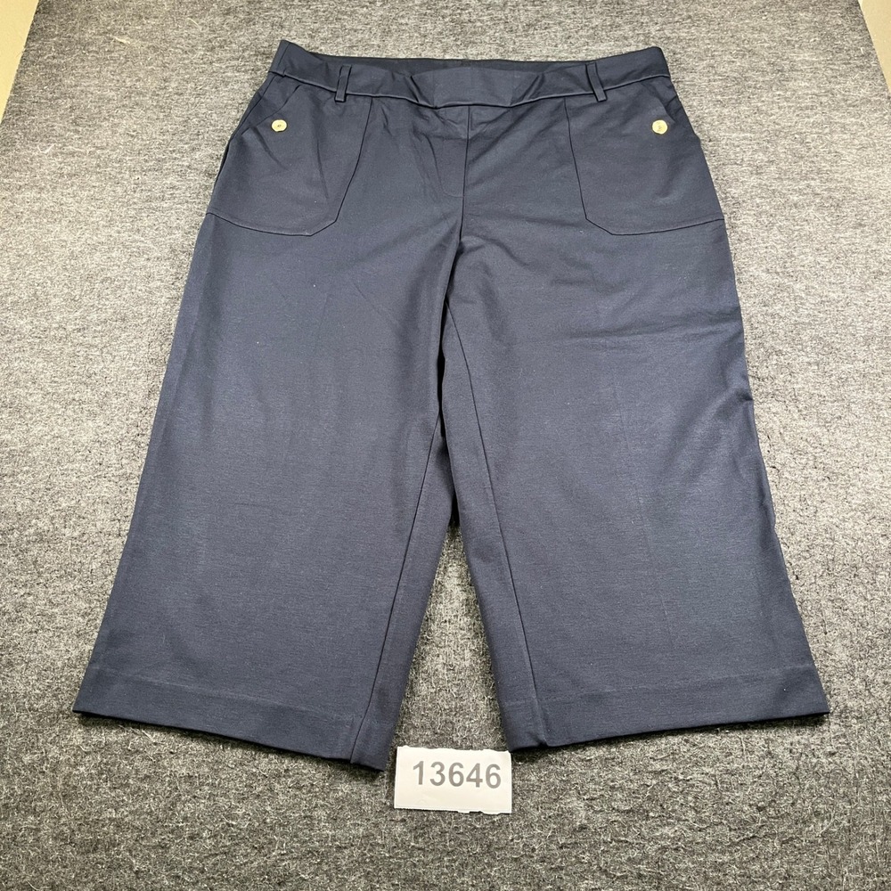 Jones New York Capri Pants Womens 3X Navy Blue Patch Pockets Outdoor Wide Leg